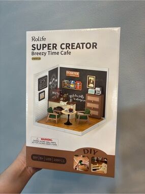 Rolife Super Creator Breezy Time Cafe DIY Miniature Kit - White & Brown